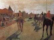 Edgar Degas a group of Racehorse oil on canvas